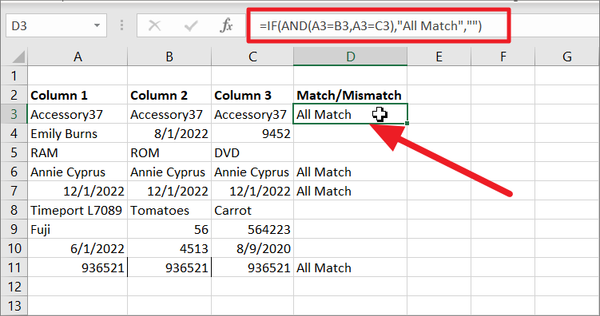 How to Match Two Columns in Excel