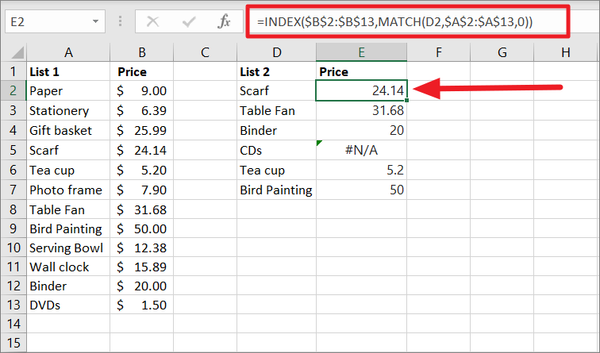 How to Match Two Columns in Excel
