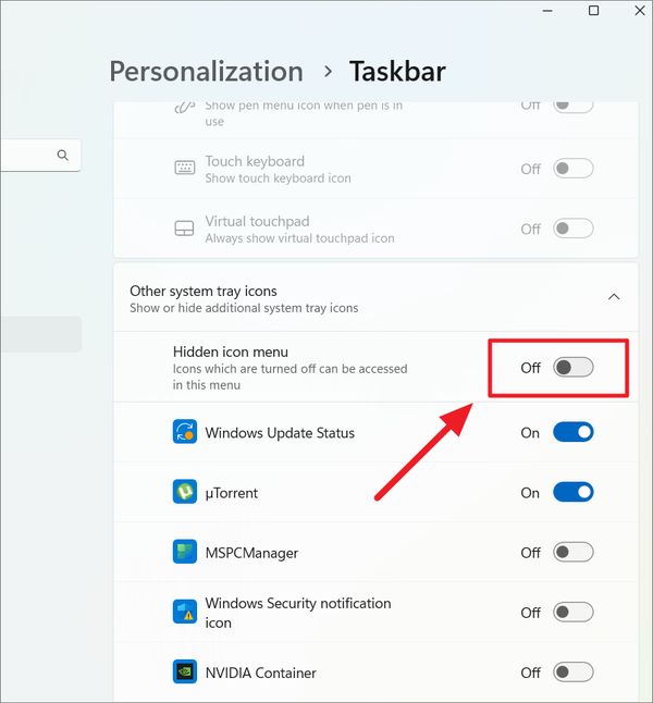 How to Hide System Tray Overflow Menu from Taskbar on Windows 11