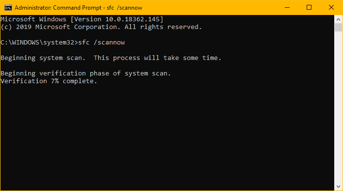 System File Checker sfc scan command