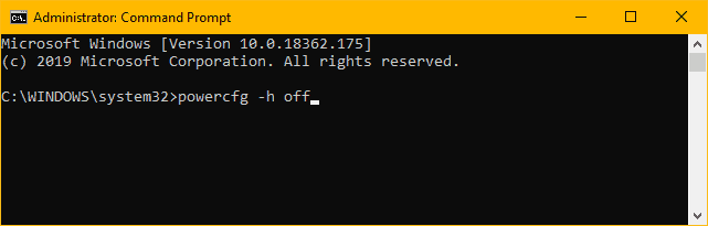 Windows 10 disable hibernation cmd