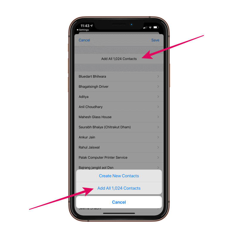 Add Import Contacts iPhone