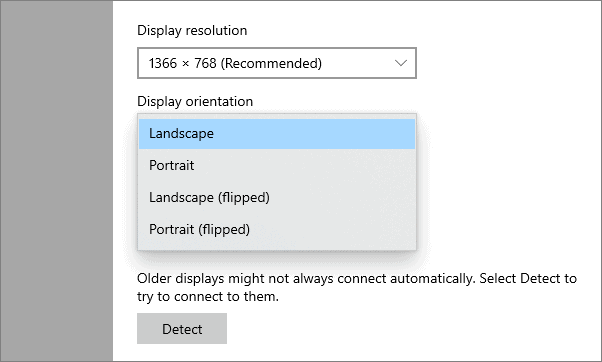 Orientation options