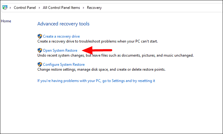 Open System Restore