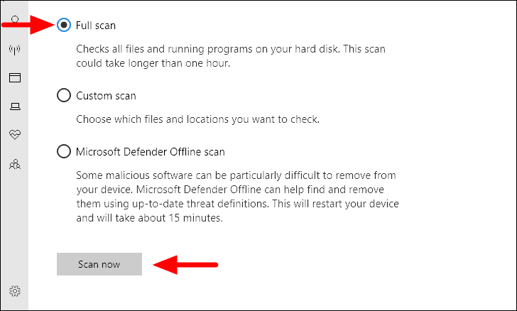 Full scan option