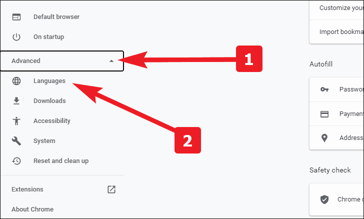 Go to languages from sidebar to enable Enhanced spell check in Chrome