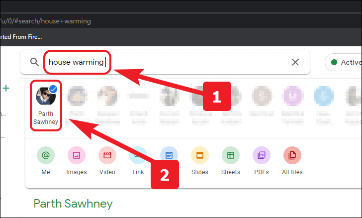 Search messages sent by you on Google Chat desktop