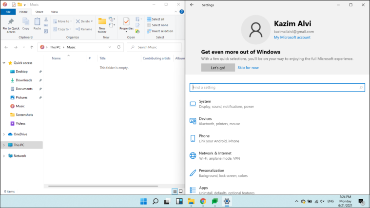 Two windows side by side