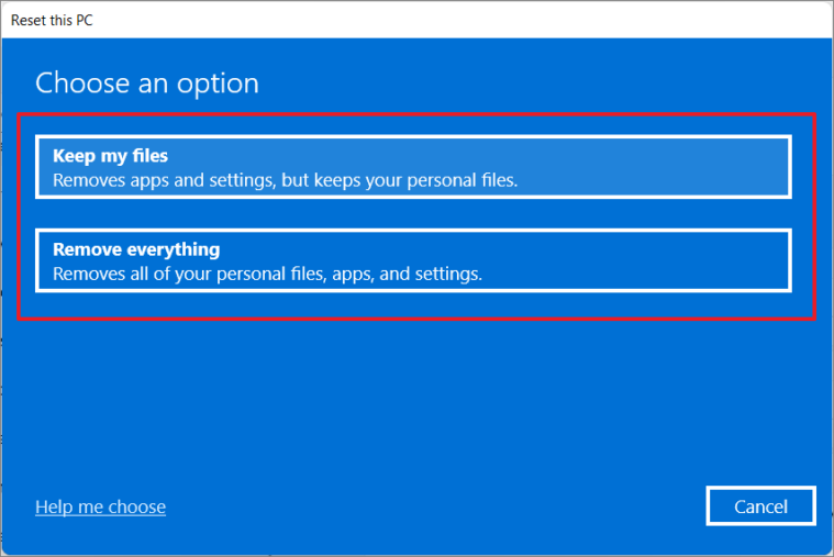 Keep my files option