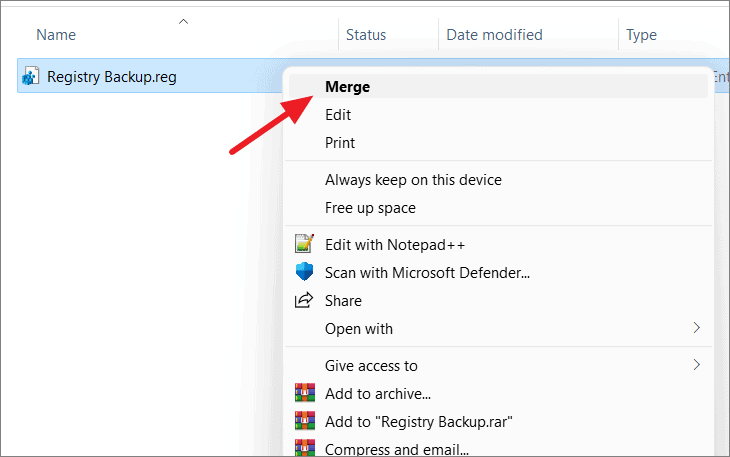Merge Registry file