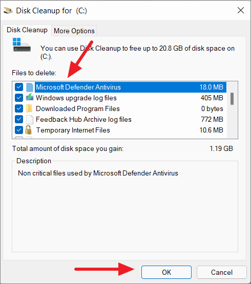 Select files to delete