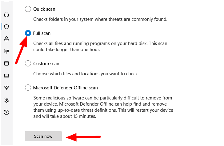 Full scan option