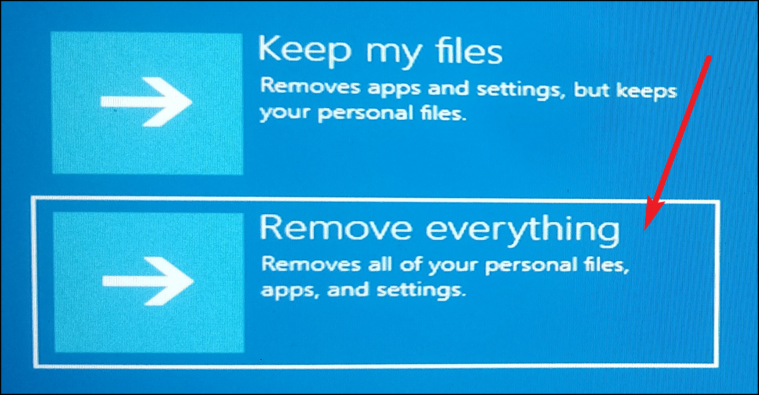 Choose reset option