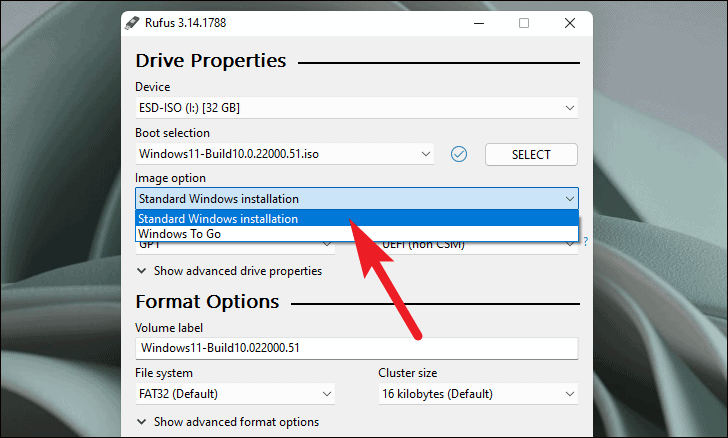 Image option