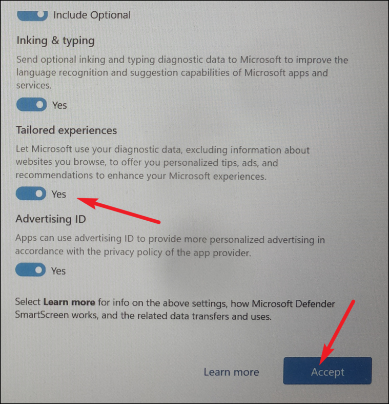 Privacy settings