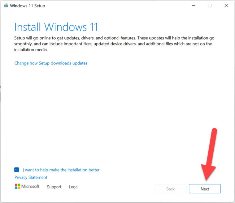 Setup window