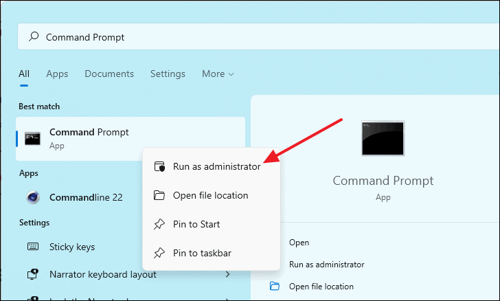Opening Command Prompt as administrator