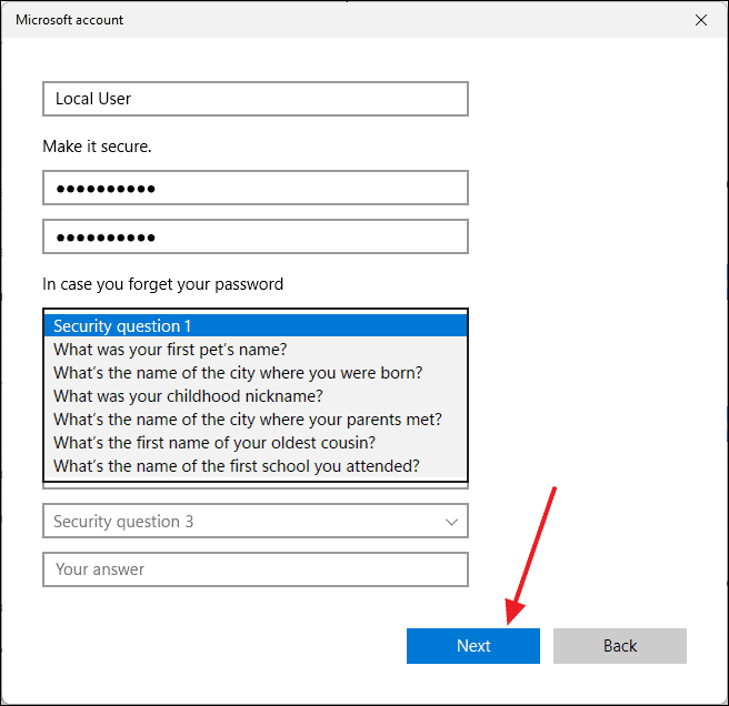 Security questions