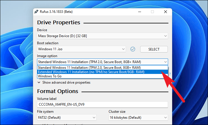 Extended Windows 11 Installation Option