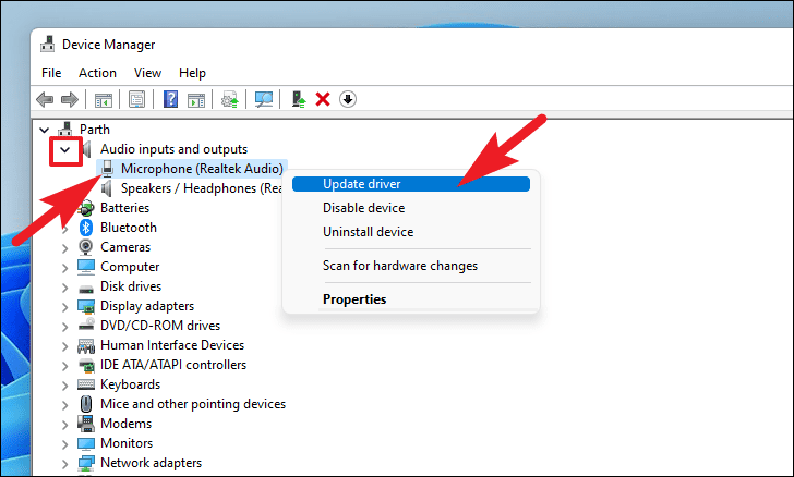 Updating microphone driver