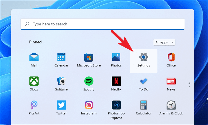 Opening Settings app