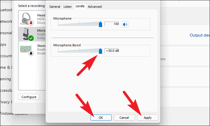 Applying the new settings