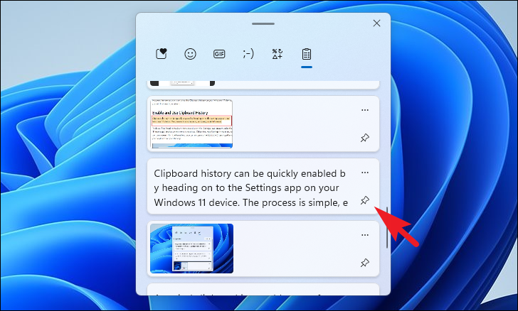 Pinning Clipboard item