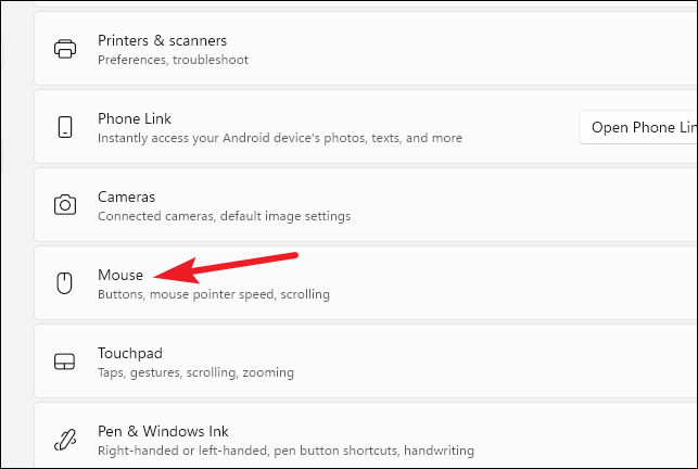 Mouse settings