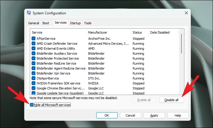 Clean boot options