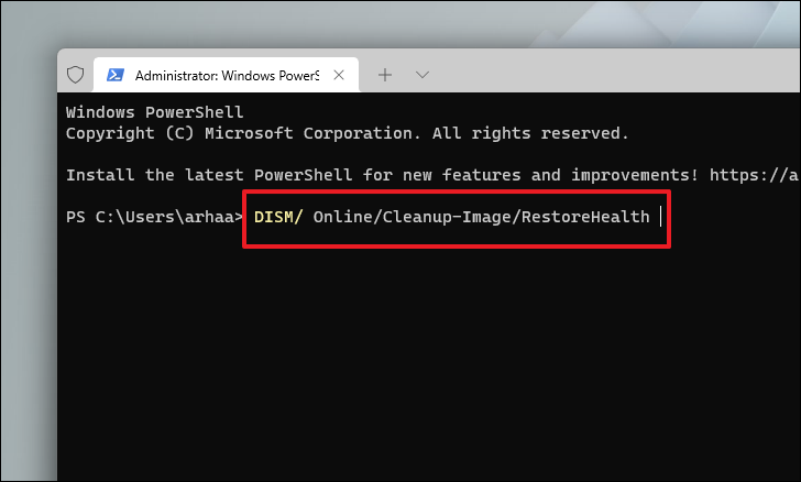 Running DISM command