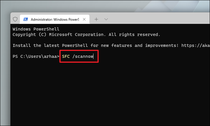 Running SFC command