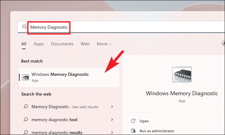 Searching for Windows Memory Diagnostic