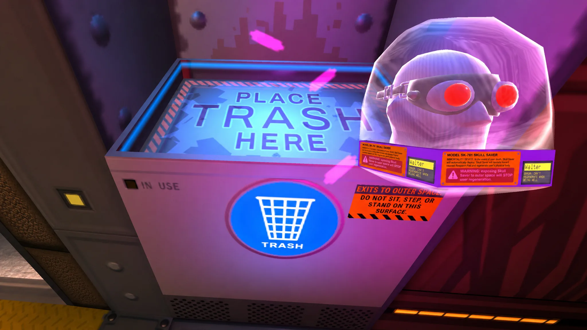 Steam Summer Sale 2026 - Dumping a head into the trash in Skin Deep