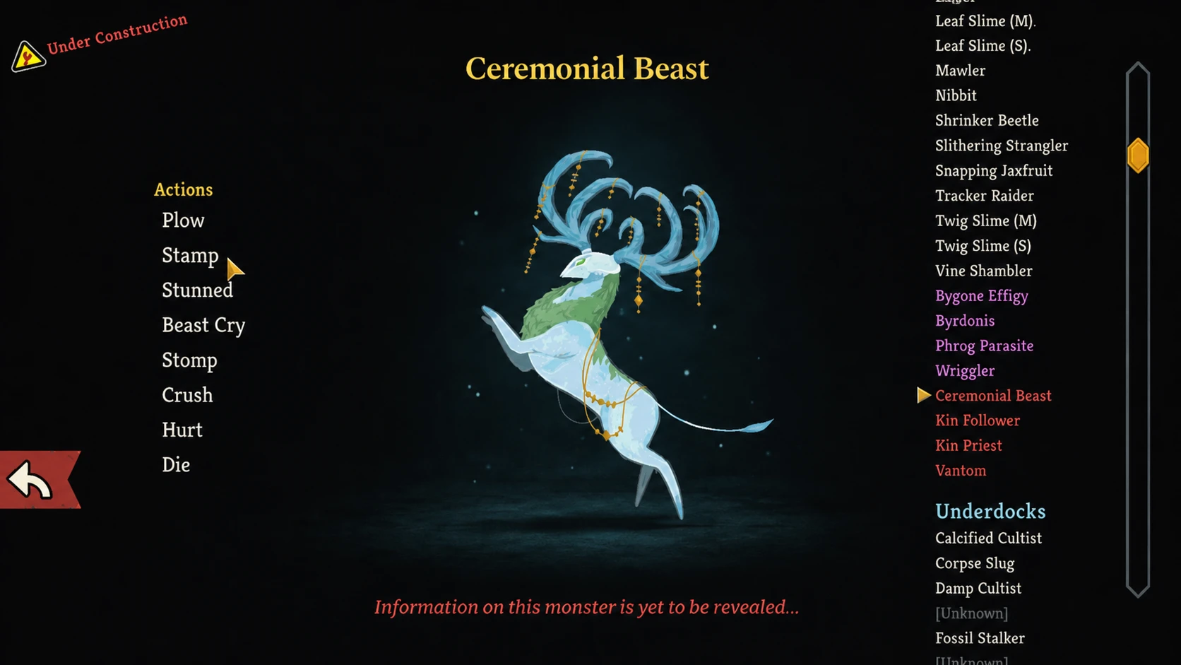 Slay the Spire 2's new Bestiary, showing the Ceremonial Beast