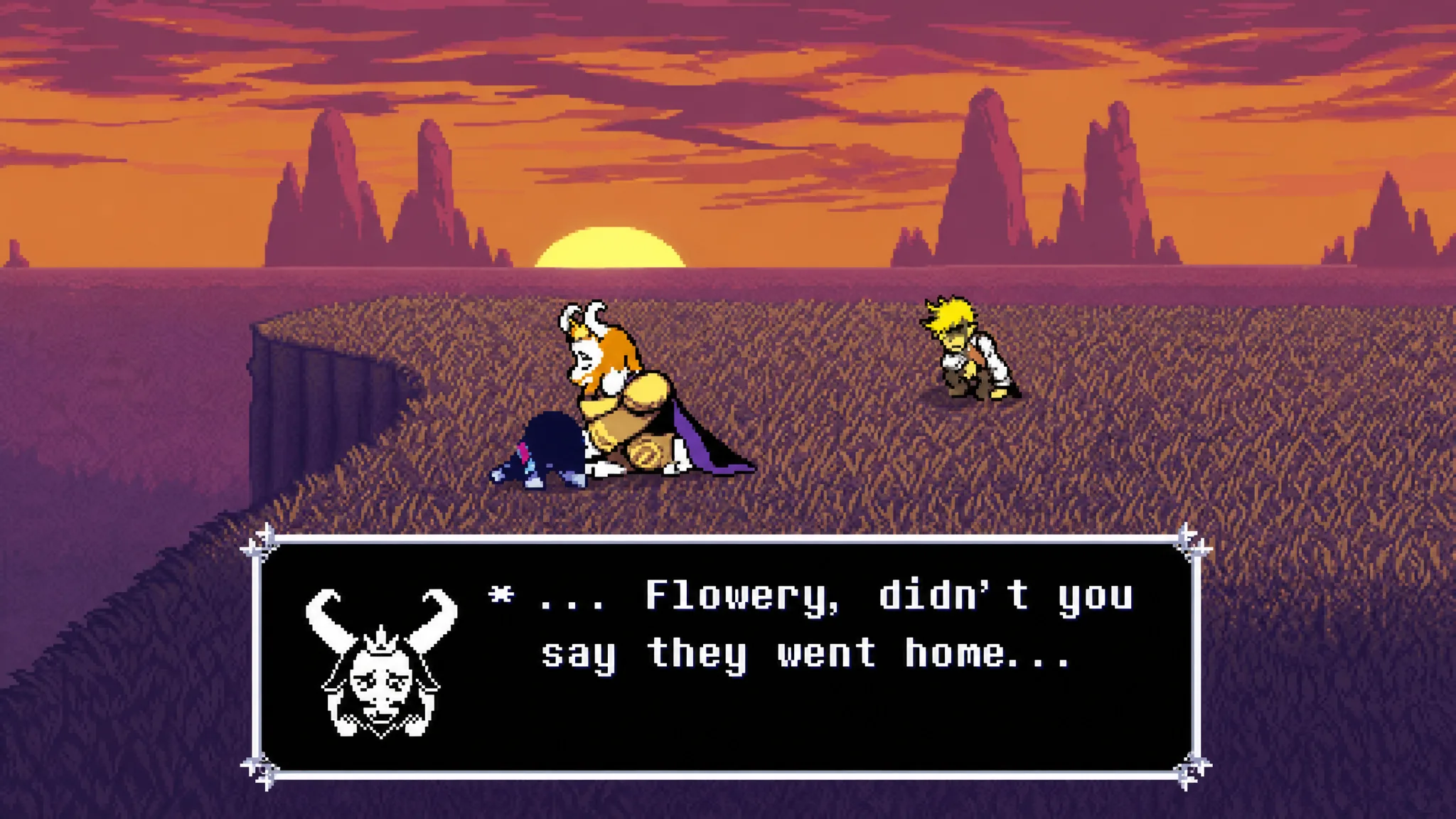 Asgore with Kris in Deltarune