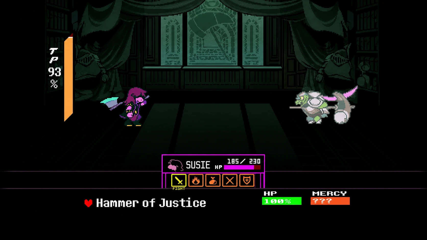 Hammer of Justice boss fight in Deltarune Chapter 4