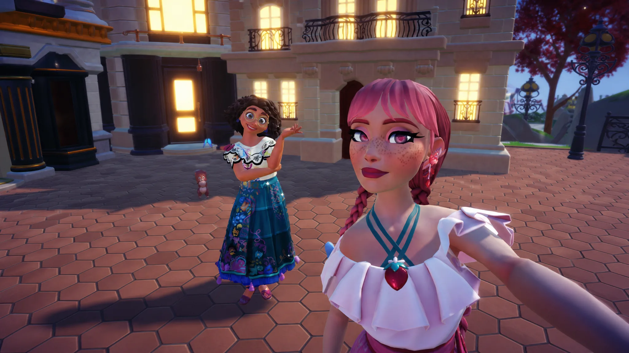Taking a picture with Mirabel and a Squirrel in Disney Dreamlight Valley