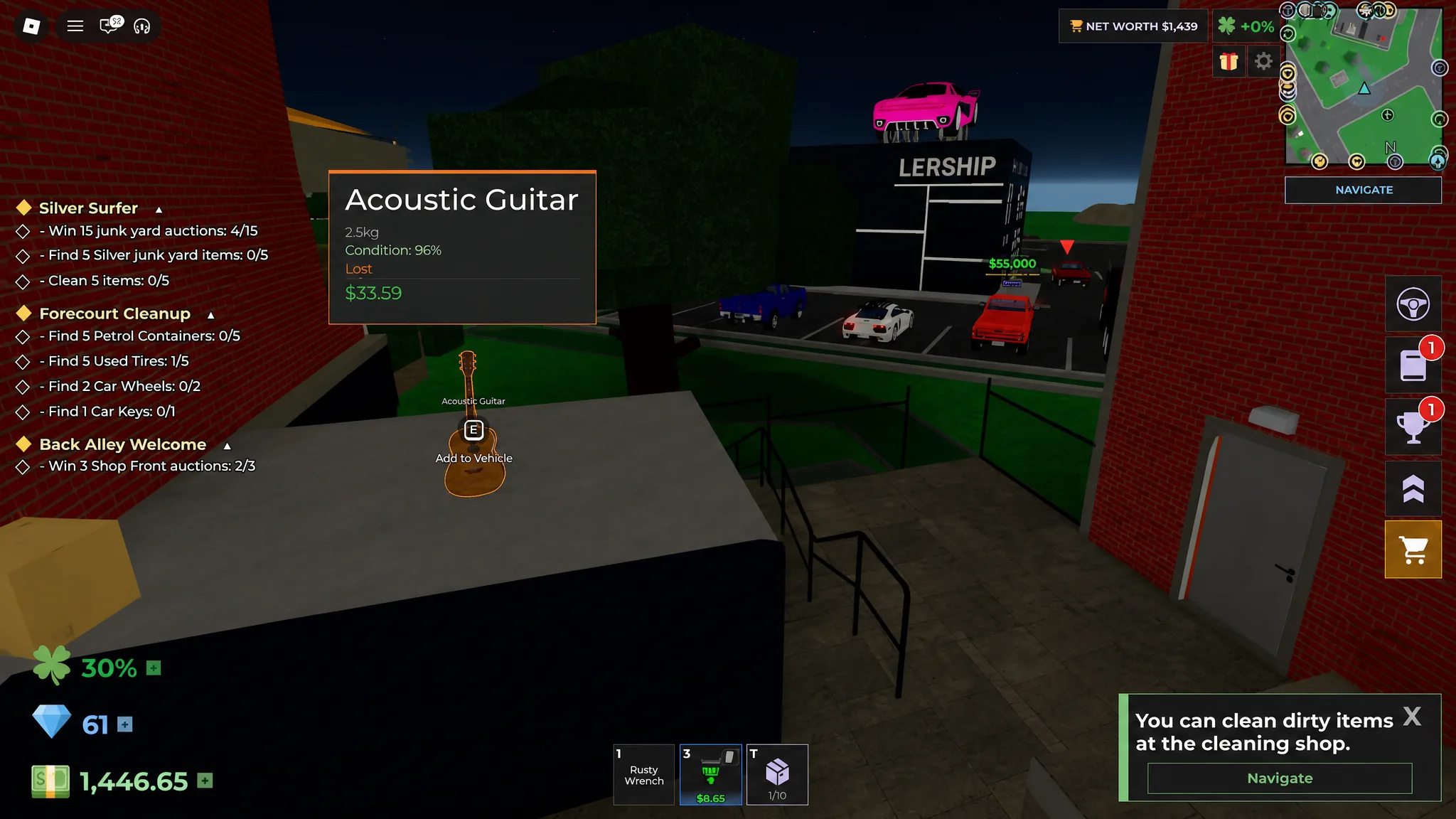 image showing location of the Acoustic Guitar Lost Item