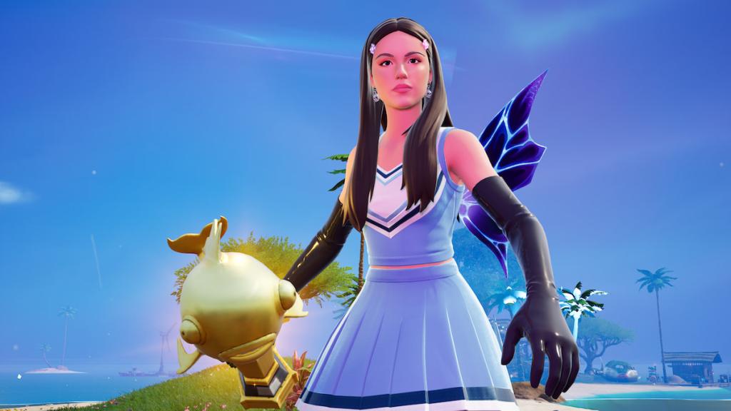 Olivia holding mythic goldfish in fortnite