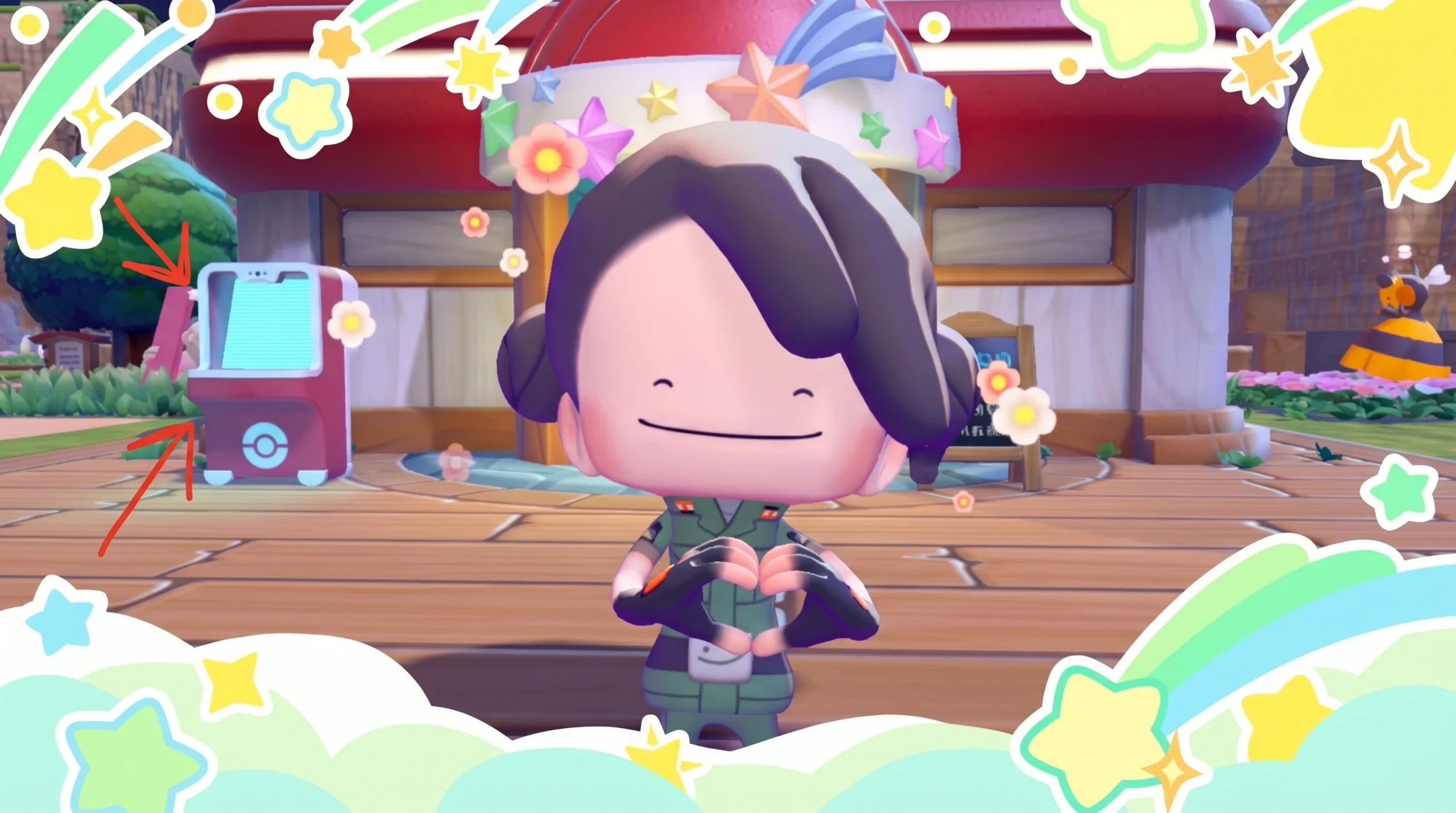 Ditto posing with starry frame in pokopia