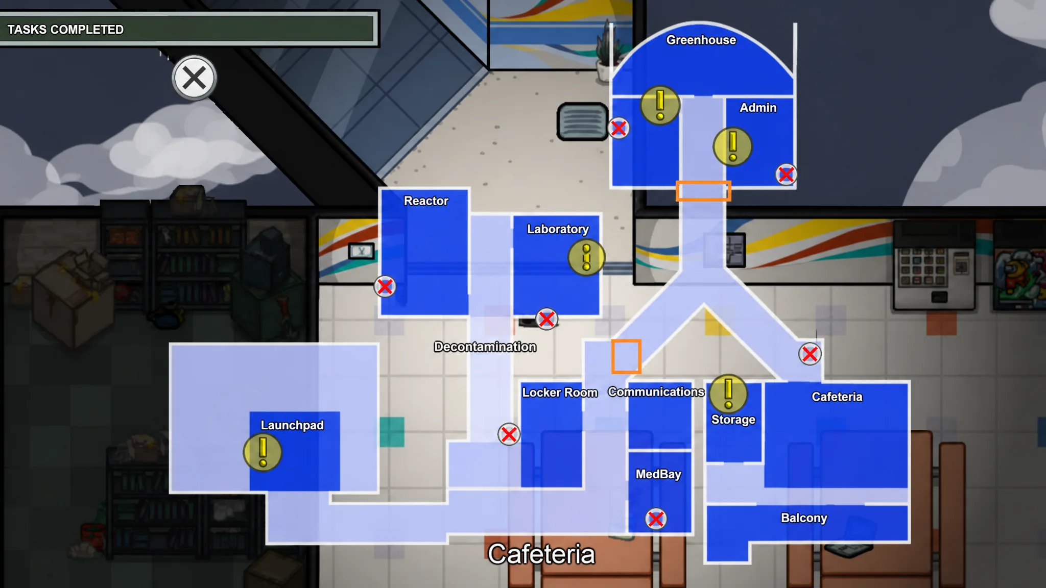 The Mira HQ map from Among Us