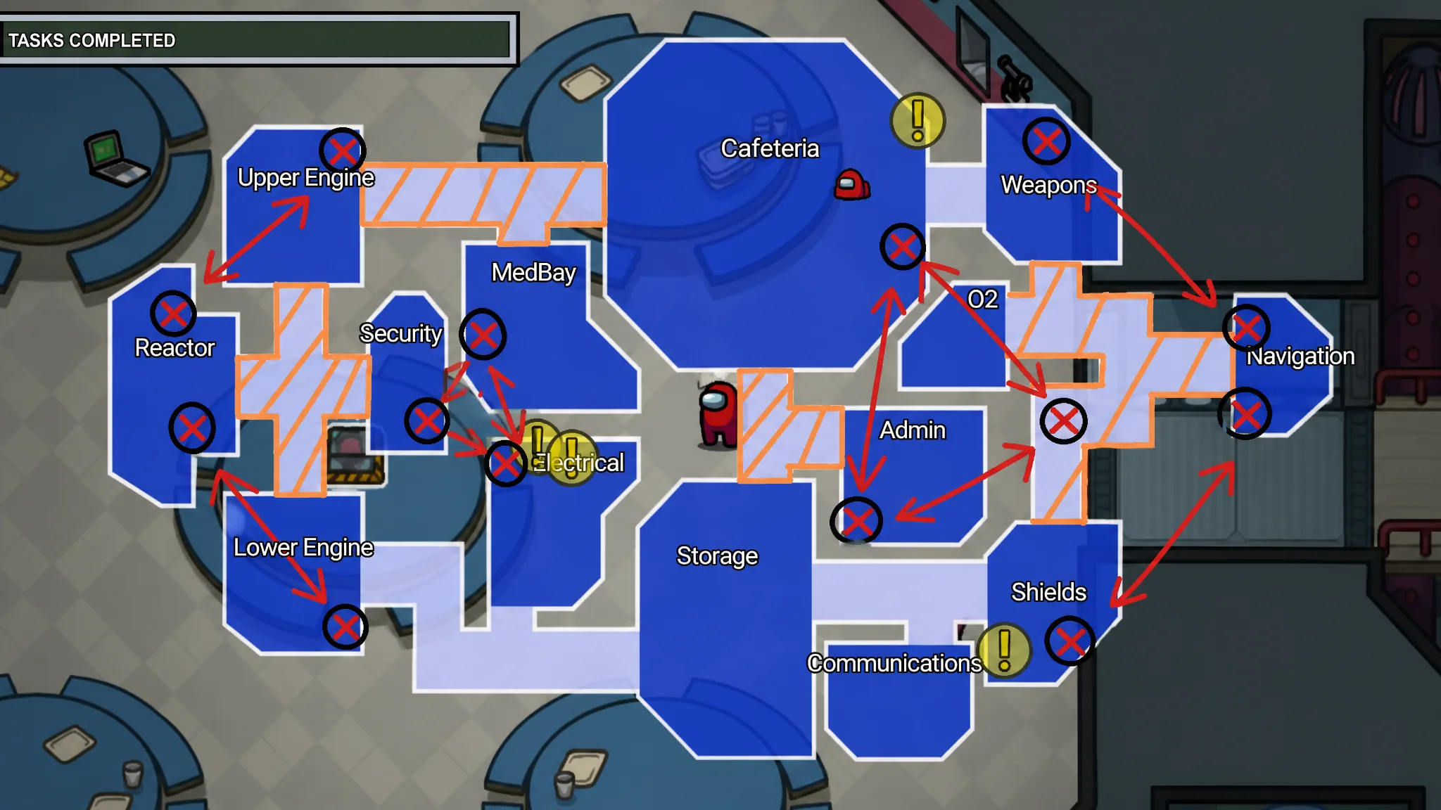 The Skeld map from Among Us