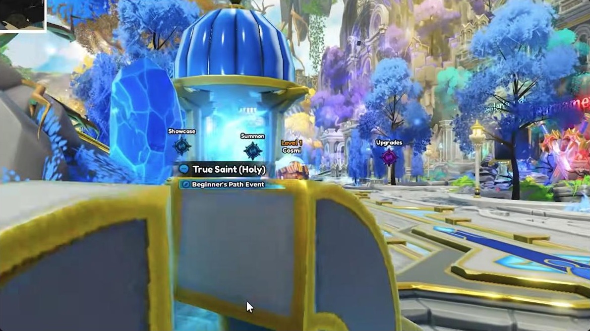 The central lobby area with the Summon, Showcase and Upgrades portals in Anime Expeditions