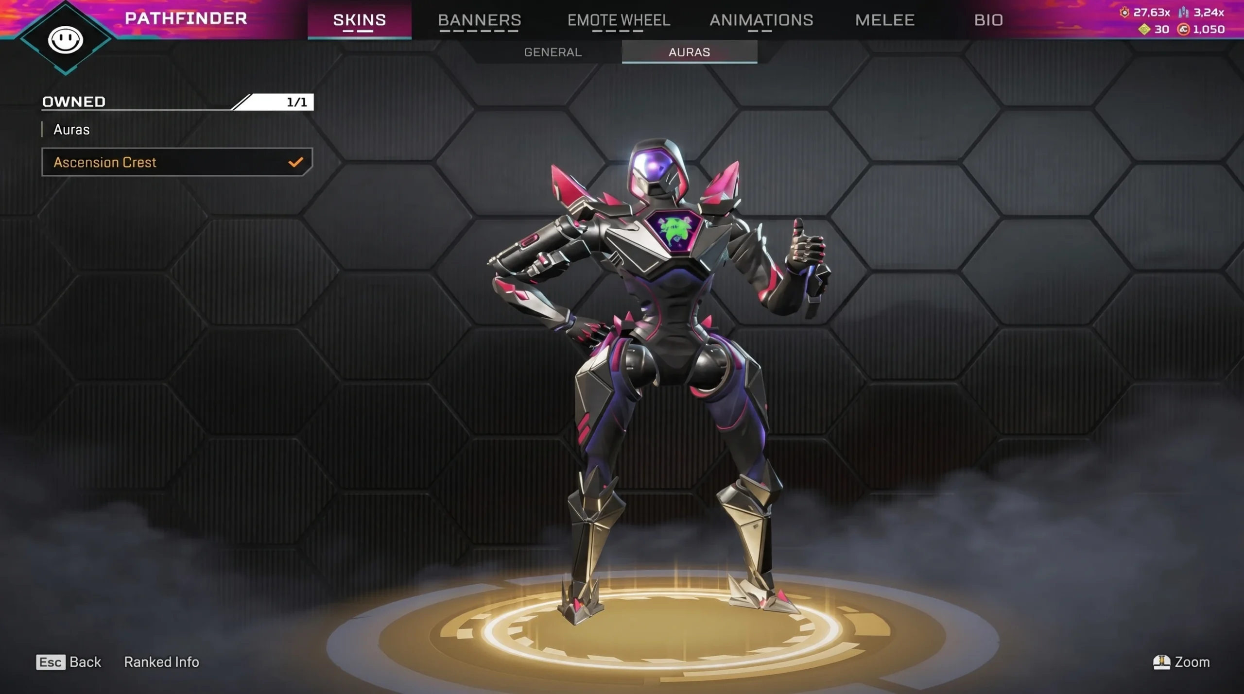 Pathfinder riding a zipline in Apex Legends