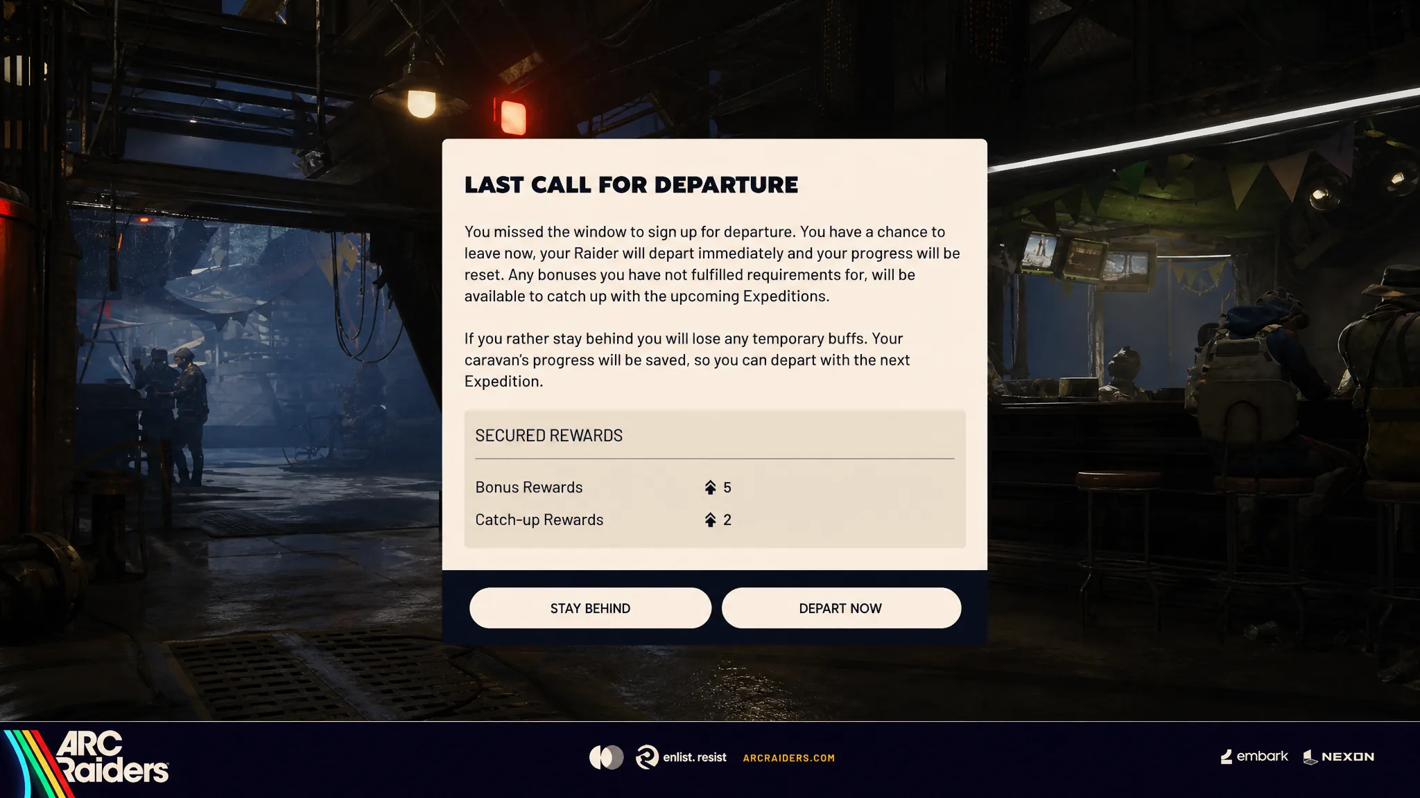 Last Call for Departure feature in Arc Raiders