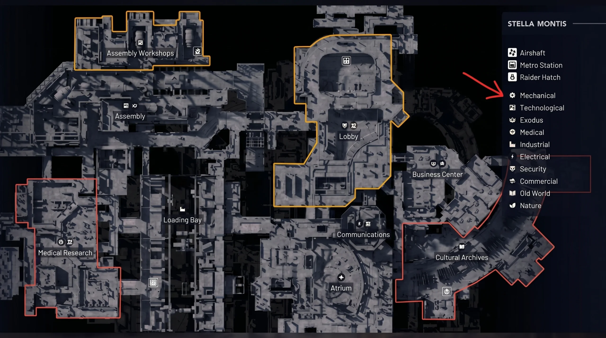 Arc Raiders Stella Montis: a map of a tunnel network