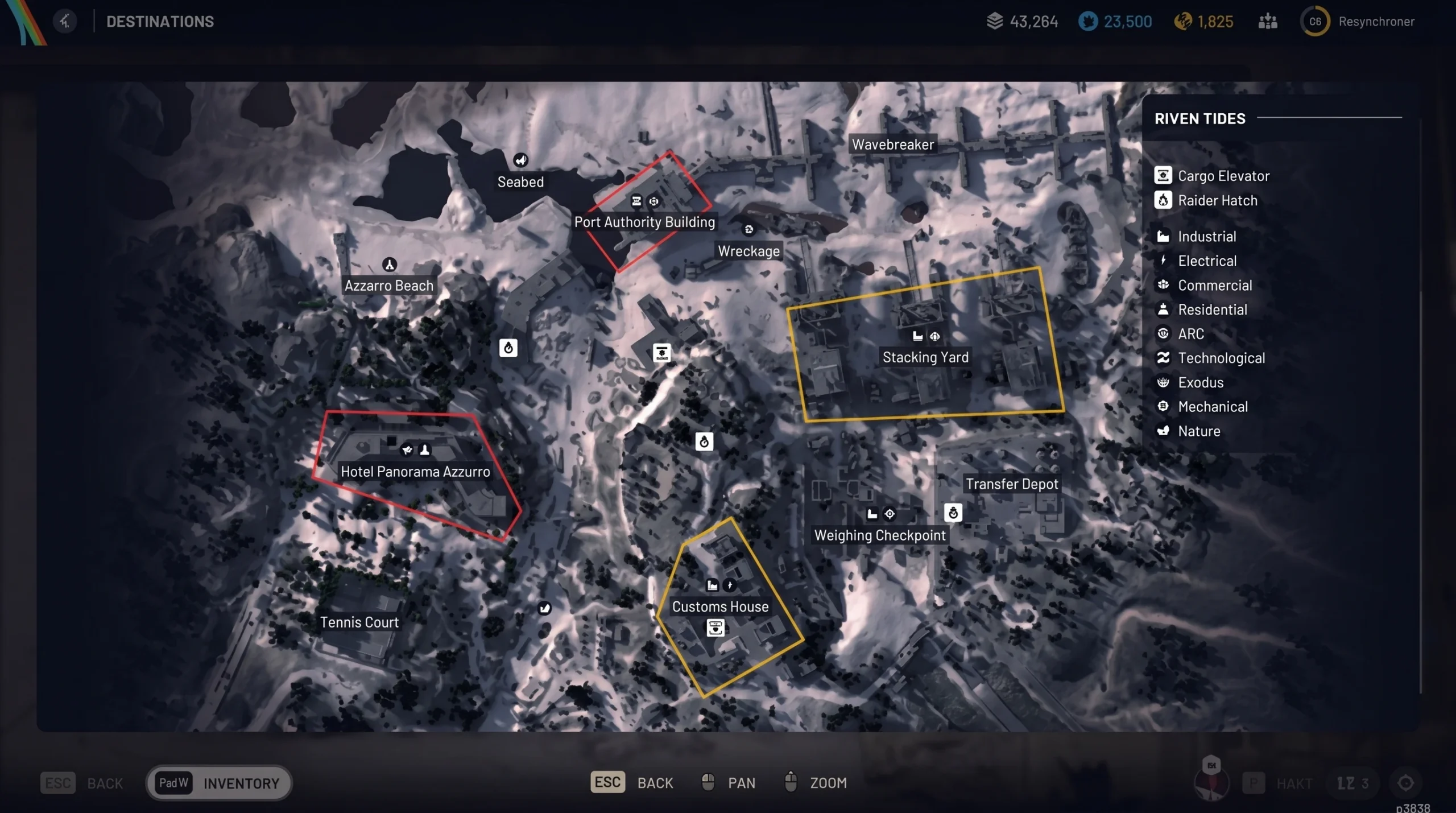 Arc Raiders map: a topographical map of a beachside resort