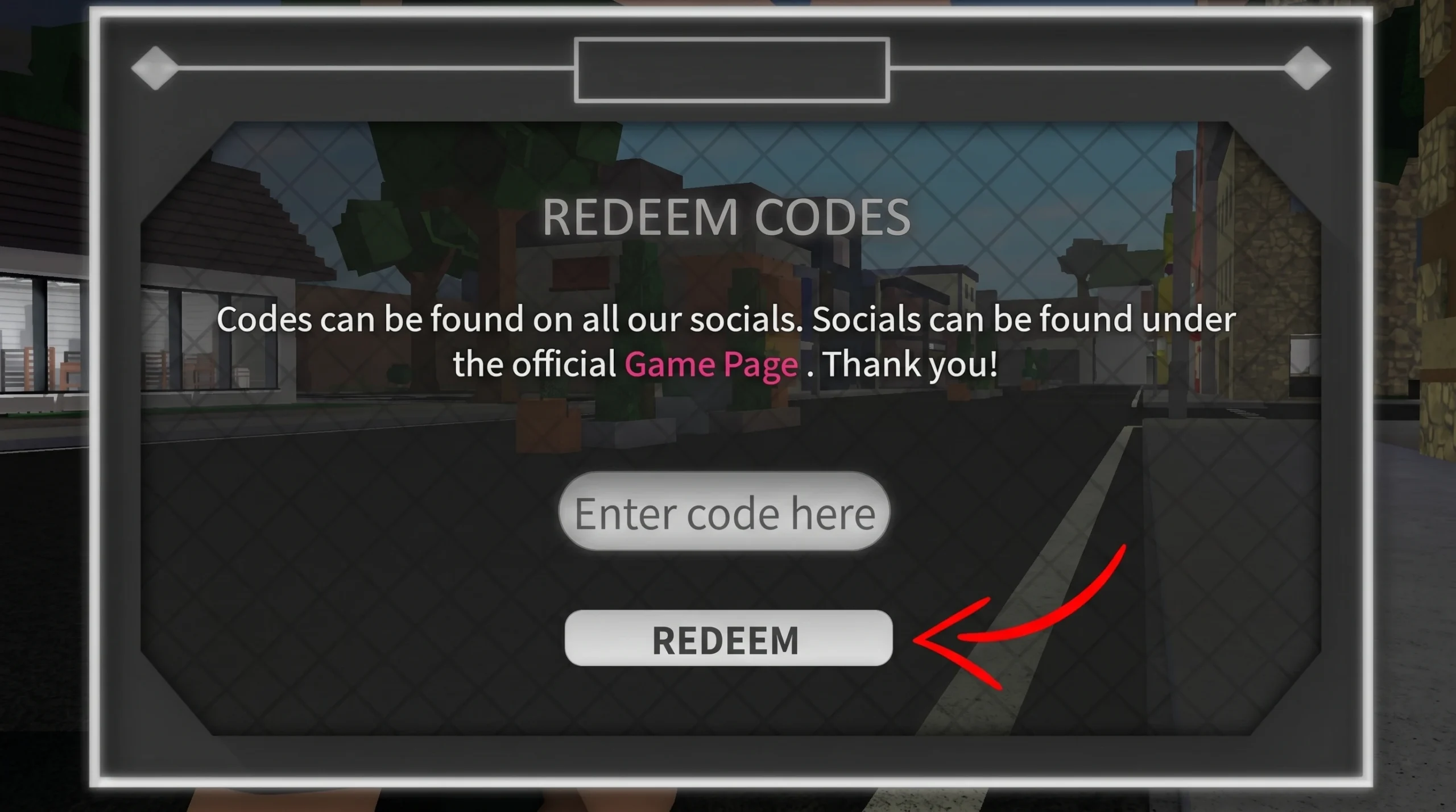 Jojo Shenanigans codes: An image of the code redemption screen in Roblox Jojo Shenanigans