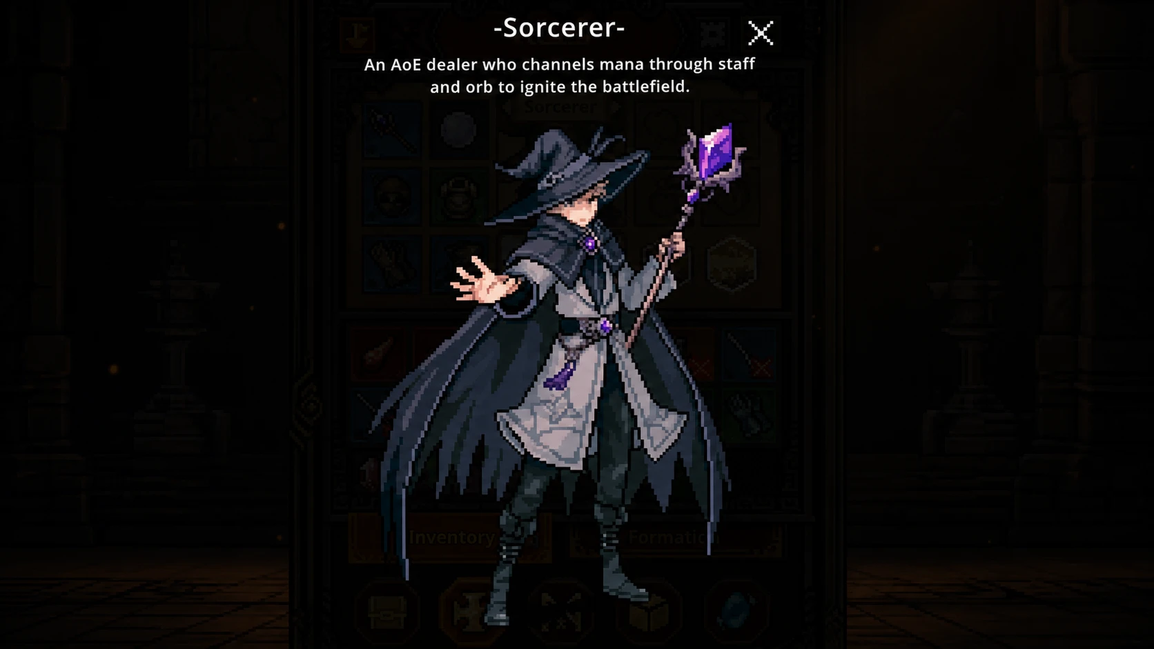 Sorcerer Hero details screen in TBH