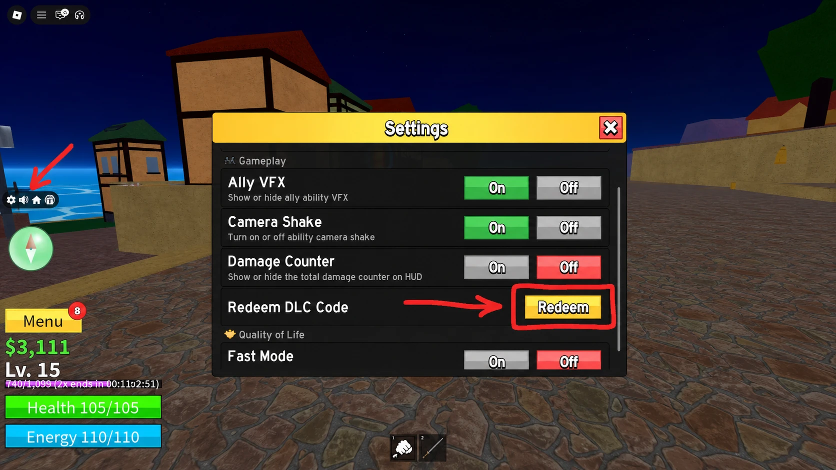 How to redeem codes in Blox Fruits